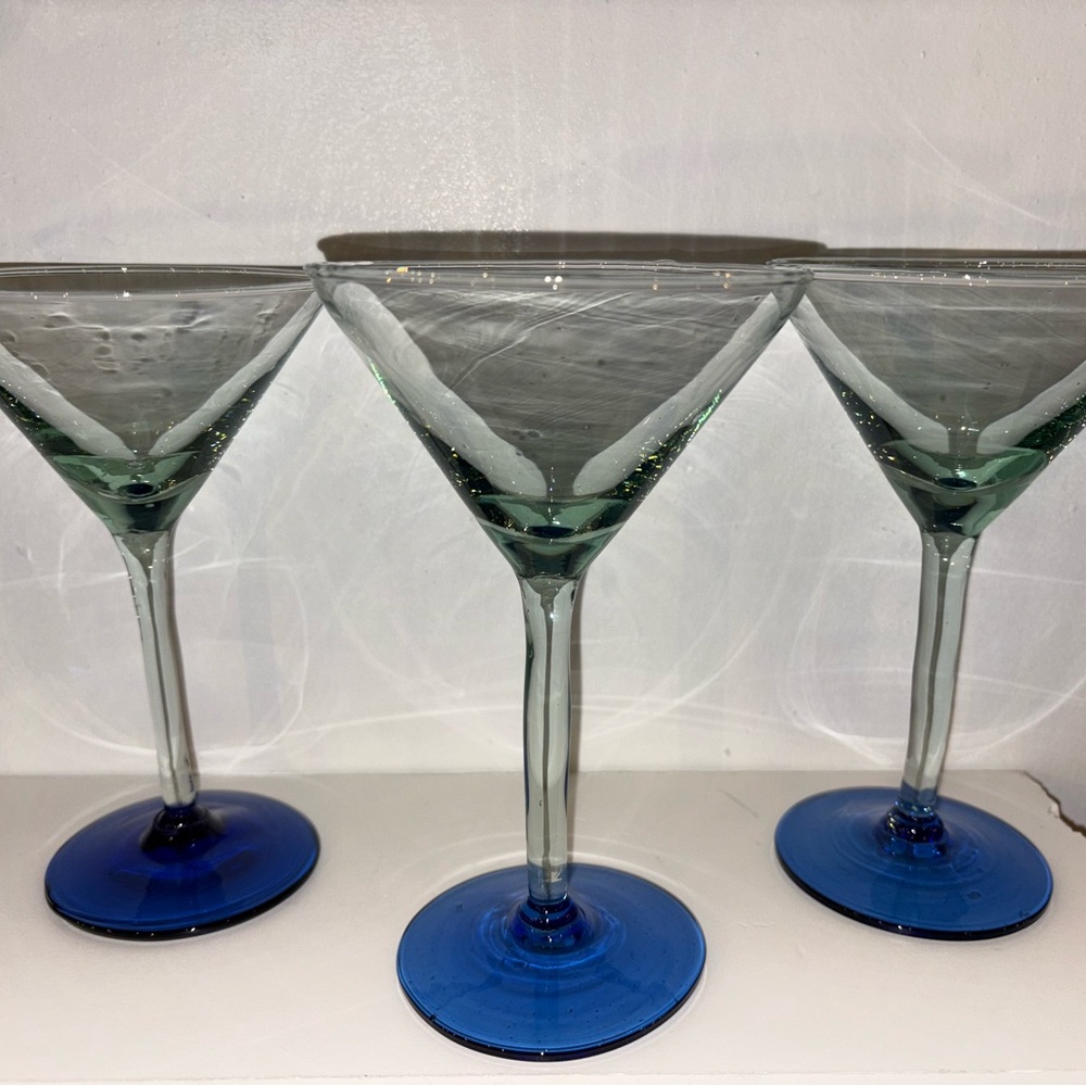 Blue Base Martini Glass Set